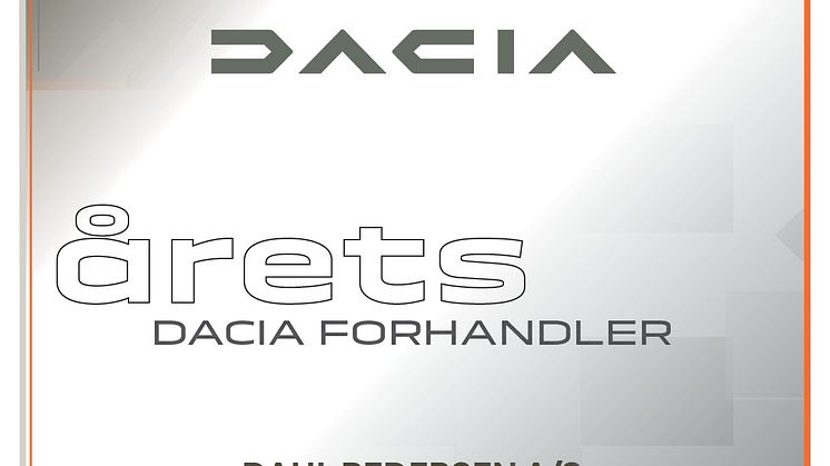 Diplom - Årets Dacia Forhandler