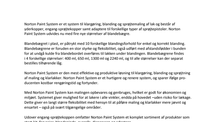 Norton Paint System udvides med nye blandebægre