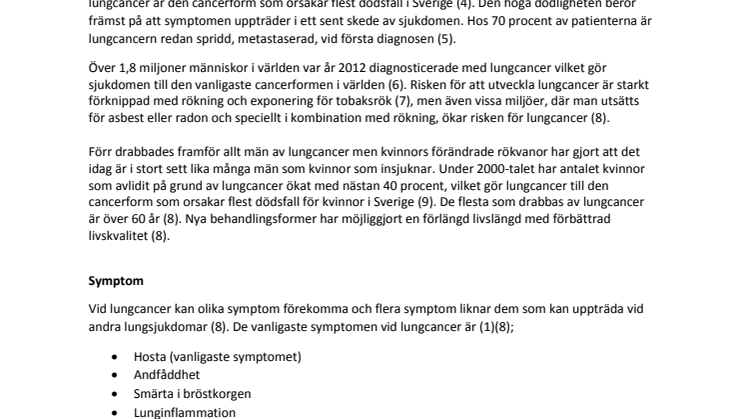 Bakgrundsmaterial om lungcancer