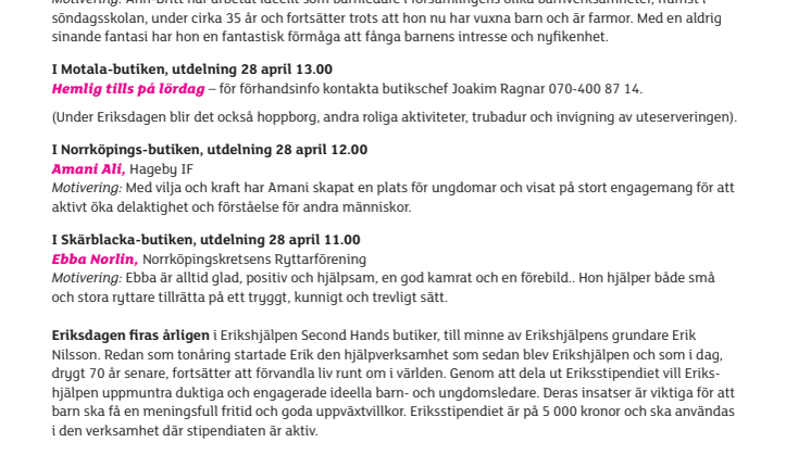 Fyra engagerade ledare får Eriksstipendiet i Östergötlands län