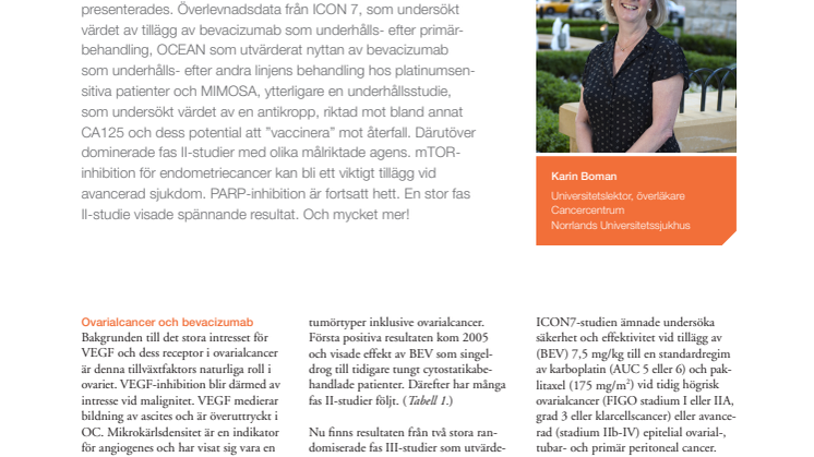 Överläkare Karin Boman: Ny forskning om genekologisk cancer – cytostatika, antikroppar och mTOR-hämmare