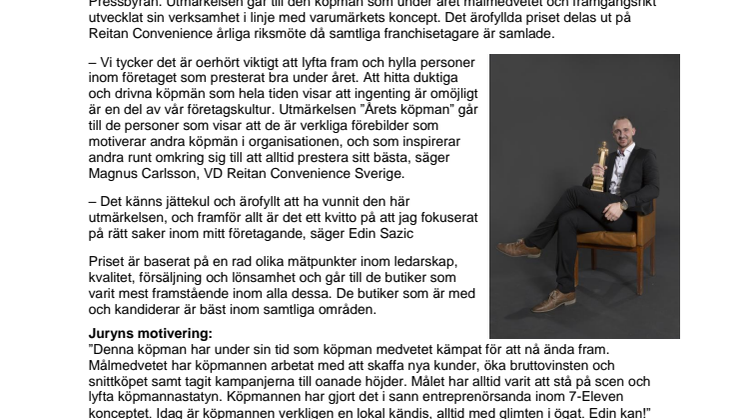 Edin Sazic i Malmö utsedd till 7-Elevens bästa köpman
