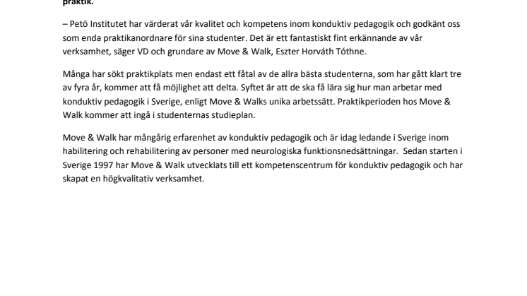 Move & Walk i unikt samarbete med Internationella Petö Institutet