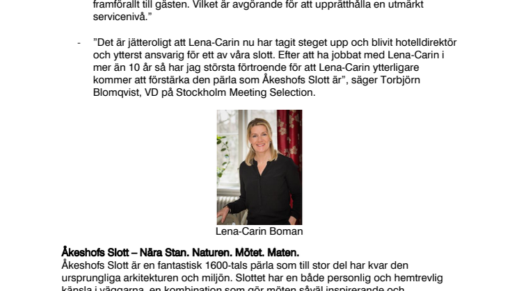 Ny hotelldirektör på Åkeshofs Slott