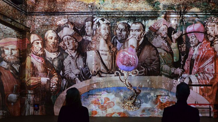Kunstkraftwerk Leipzig - Ausschnitt aus der immersiven Licht- und Klanginstallation "Tübke Monumental" - Foto: Maike Makowka