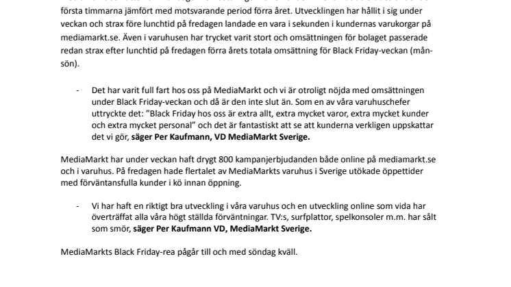 Succé för MediaMarkt under Black Friday