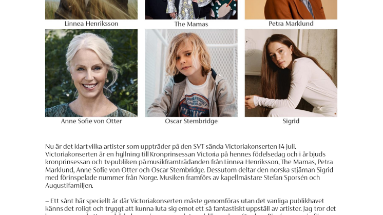 De uppträder på Victoriakonserten