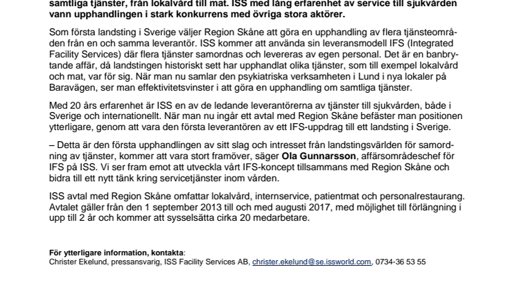 ISS tar hem Sveriges första landstingsupphandling av integrerade servicetjänster 
