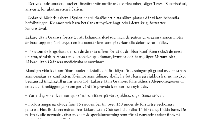 Kräver respekt för vårdinrättningar i Syrien