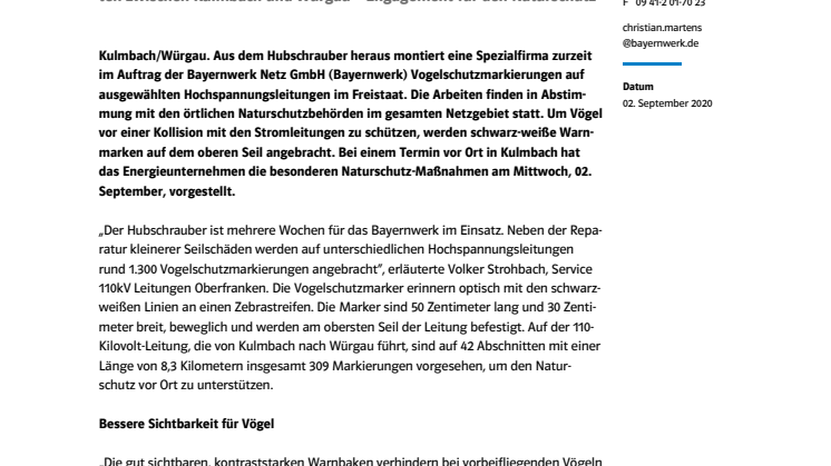Pressemitteilung "Vogelschutz aus dem Hubschrauber"