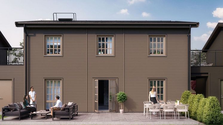 Kv Hällmarken - 3D-bild av kedjehusen i 2-plan