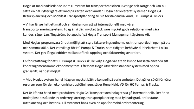 Hogia tänjer på gränserna inom transportområdet