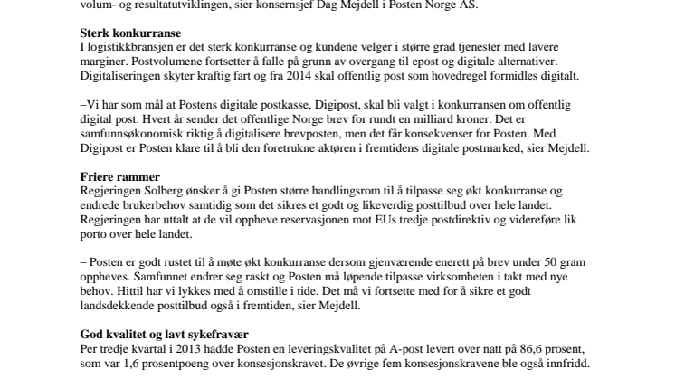 Logistikkområdet gir vekst for Posten