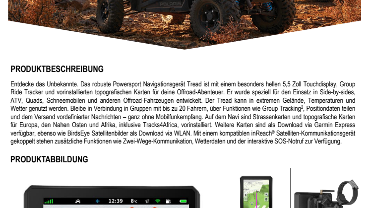 Datenblatt Garmin Tread
