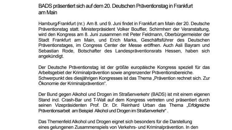 Erfolgreiche Präventionsarbeit  am Beispiel  Alkohol und Drogen im Straßenverkehr 