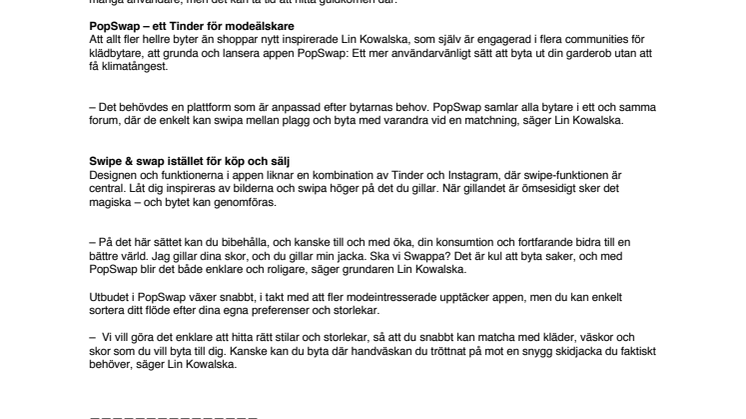 PopSwap – swipa, matcha och byt kläder med andra i mobilen 