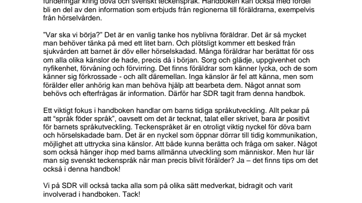 Handbok för föräldrar till döva barn lanseras