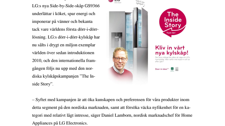 LG LANSERAR KYLSKÅPSKAMPANJEN ”THE INSIDE STORY” MED VÄRLDENS FÖRSTA TWITTRANDE KYLSKÅP