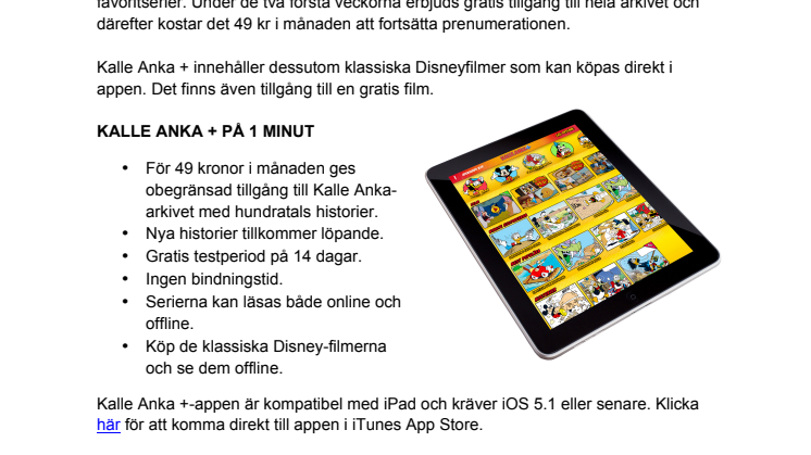 Kalle Anka öppnar digitalt seriebibliotek