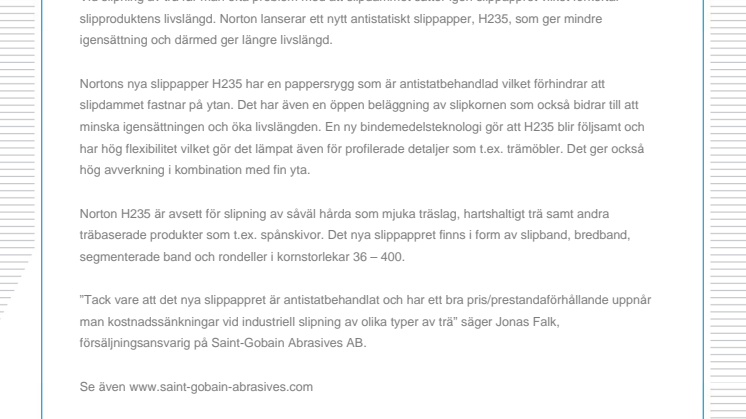 Nytt antistatiskt slippapper för träslipning