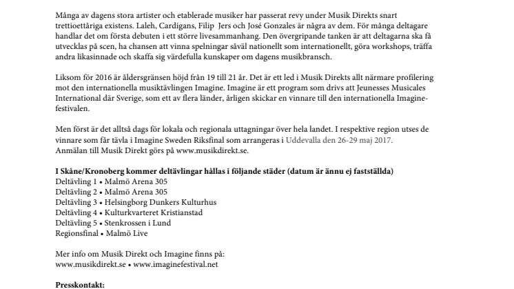Nu är anmälan till Musik Direkt 2017 öppen!
