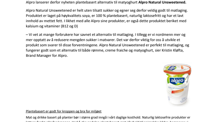 Endelig lanserer vi et plantebasert alternativ til matyoghurt – helt uten tilsatt sukker