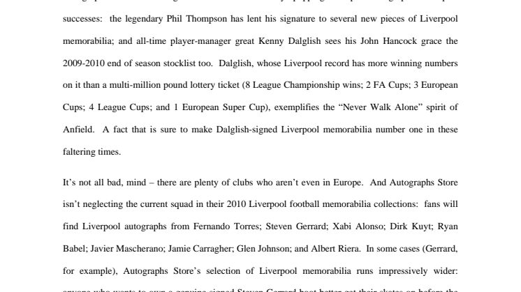 Liverpool autographs keep Kop flag flying