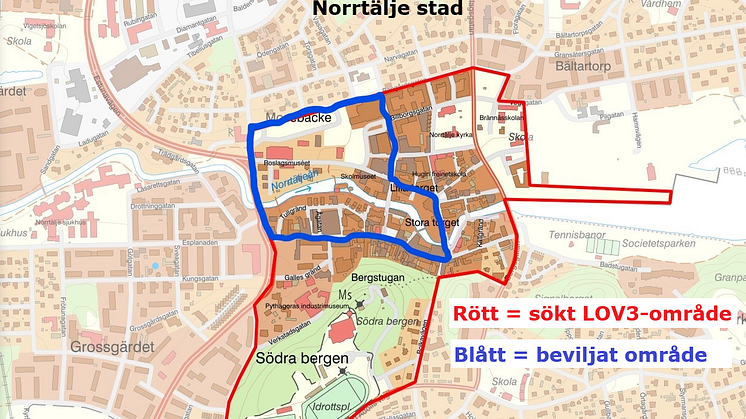 Sökt och beviljat LOV 3-område i Norrtälje stad