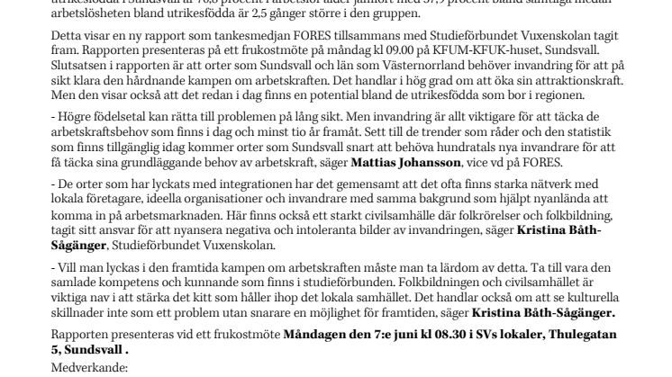 Sundsvall behöver invandring