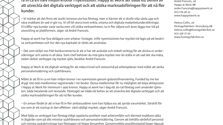 Snabbväxande Happy at Work genomför crowdfunding för att expandera
