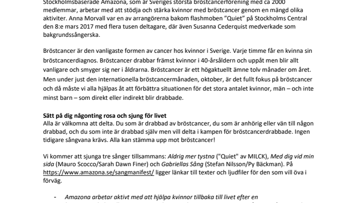 Flashmob på Sergels torg – stäm upp mot bröstcancer! 