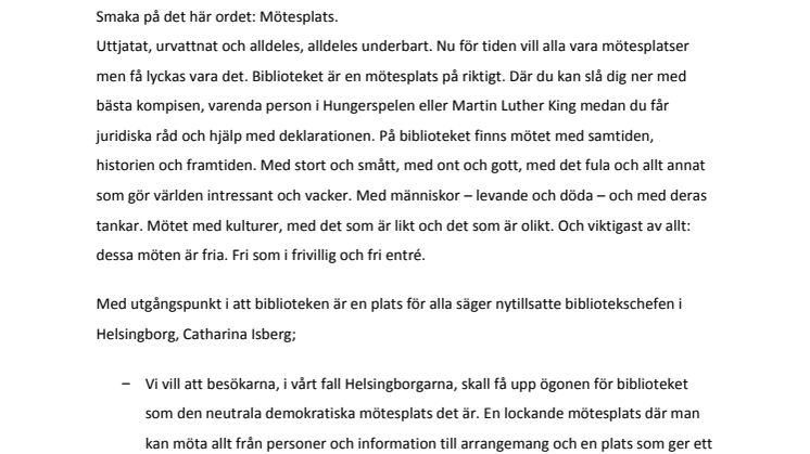 Unik bibliotekskampanj tar mötet till Helsingborg