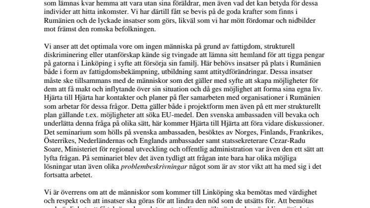 Gemensam ståndpunkt efter resan till Rumänien