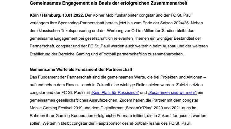 PDF: congstar und der FC St. Pauli verlängern Partnerschaft bis 2025