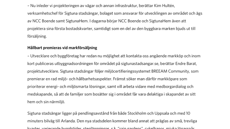 Detaljplan klar för ny stadsdel i Sigtuna