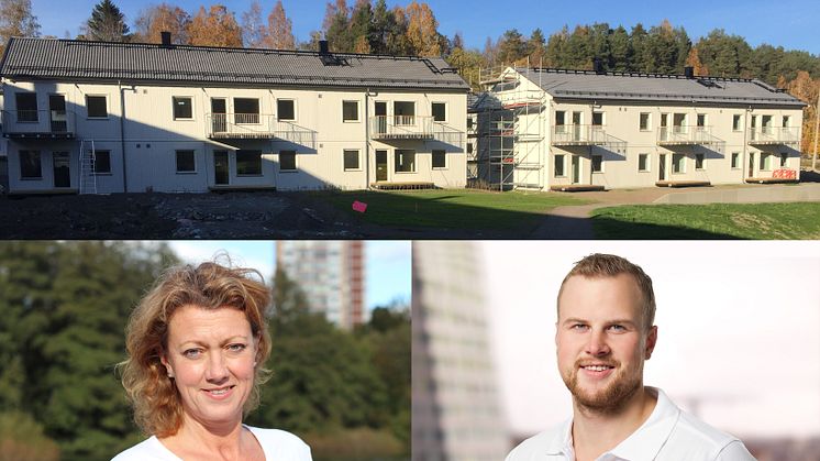 BoKlok Åkern i Gnesta samt Susanne Holm och Johan Stenis, kundansvariga säljare på BoKlok
