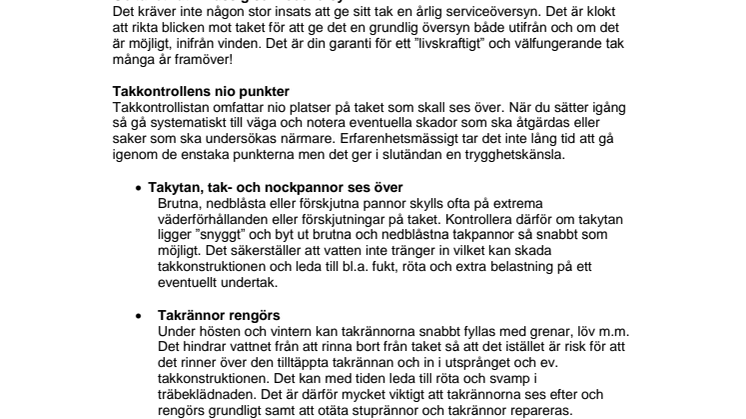 Moniers takskola: En årlig takkontroll ger trygghet