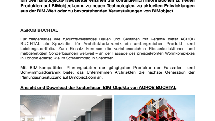 Neue BIM-Objekte von AGROB BUCHTAL, NÜSING, Vanixa, Balco, MagnorVinduet, Westcoast Windows - Nemetschek Vectorworks-Kooperation,  Hackathon in München