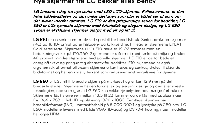 Nye skjermer fra LG dekker alles behov 
