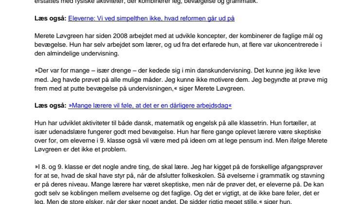 De faglige mål leges ind