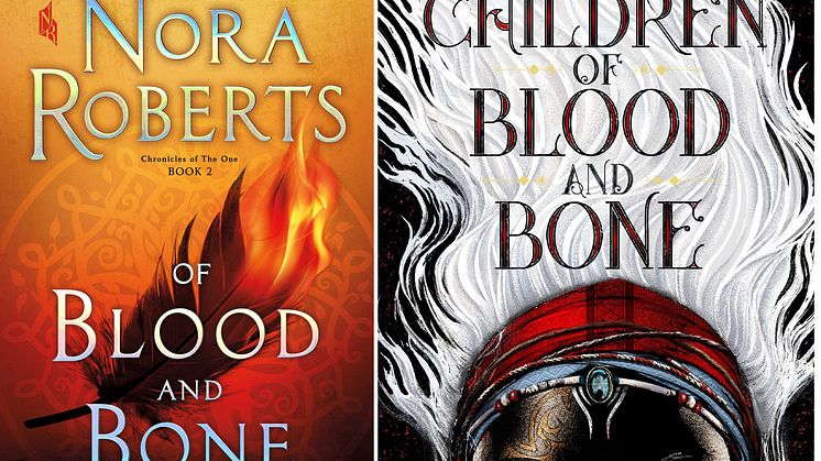 Nora Roberts' book cover (left) vs Tomi Adeyemi's book cover (right)
