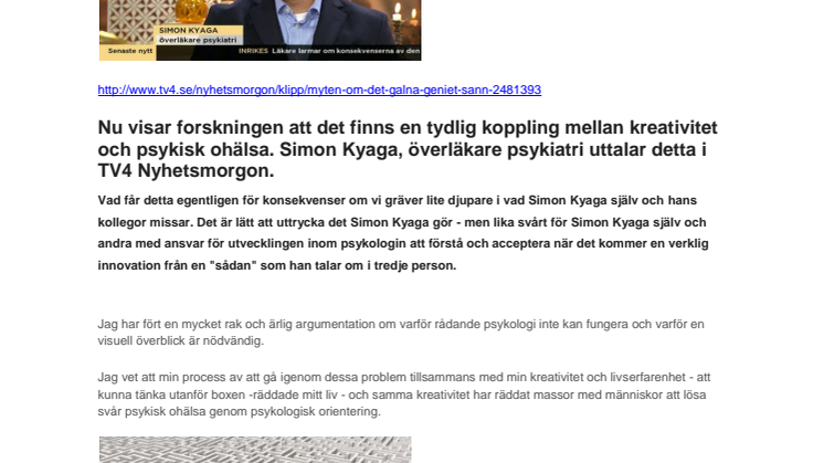 Simon Kyaga om kreativitet, psykisk ohälsa och sambanden - vem tar ansvar sedan?
