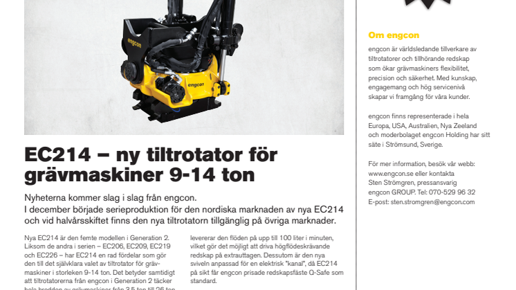 EC214, ny tiltrotator från engcon