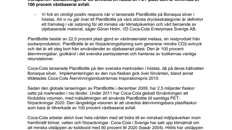 Framtidens PET-flaska vinner ny mark