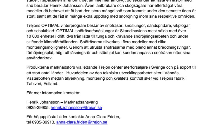 Snörik vinter sätter fart på försäljningen av snöslungor
