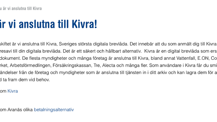Aranäs fastigheter berättar om samarbetet med Kivra