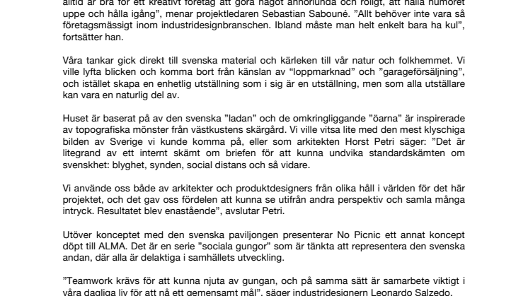 Koncept av No Picnic utställda i Milano