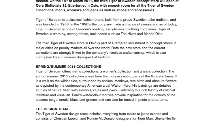 Tiger of Sweden opens a new concept store in Oslo