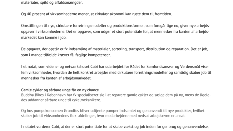 Virksomheder med cirkulære forretningsmodeller skaber job til mennesker fra kanten af arbejdsmarkedet