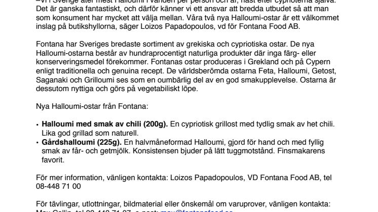 Två spännande nyheter: Het chili-Halloumi och handgjord Gårdshalloumi 